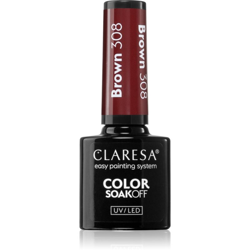 Claresa SoakOff UV/LED Color Brown lac de unghii sub forma de gel culoare 308 5 g