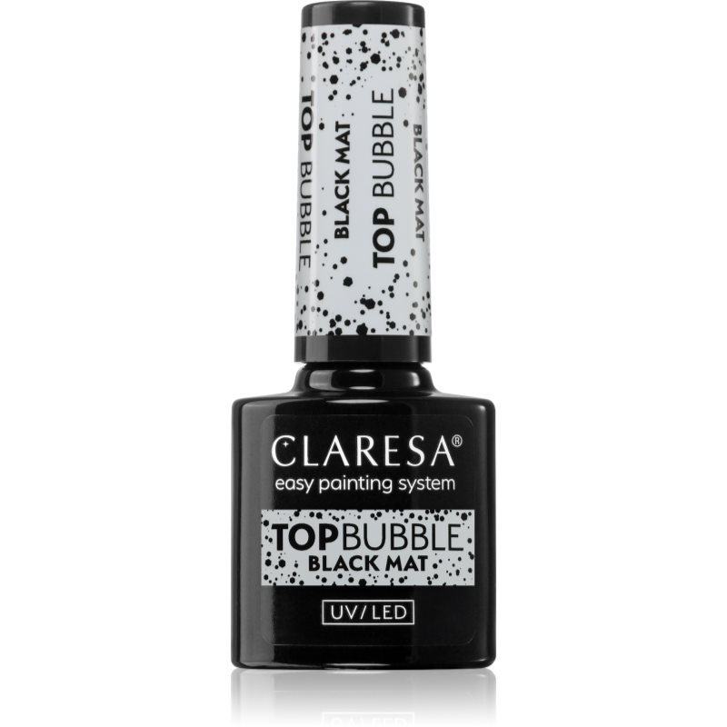 Claresa UV/LED Top Bubble lac gel de unghii pentru acoperirea superioară mat culoare Black Mat 5 g