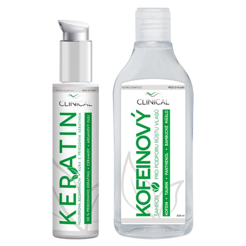 Clinical Keratin treatment + Caffeine shampoo set (pentru bărbați și femei)