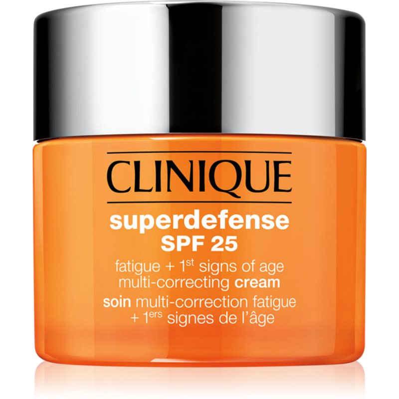 Clinique Superdefense™ SPF 25 Fatigue + 1st Signs Of Age Multi-Correcting Cream Crema impotriva primelor semne de imbatranire ten uscat si mixt SPF 25 50 ml