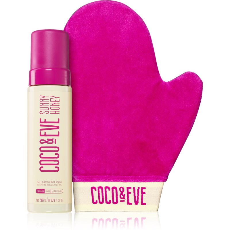Coco & Eve Sunny Honey Ultimate Glow Kit spumă auto-bronzantă cu mănușă aplicatoare Medium 200 ml
