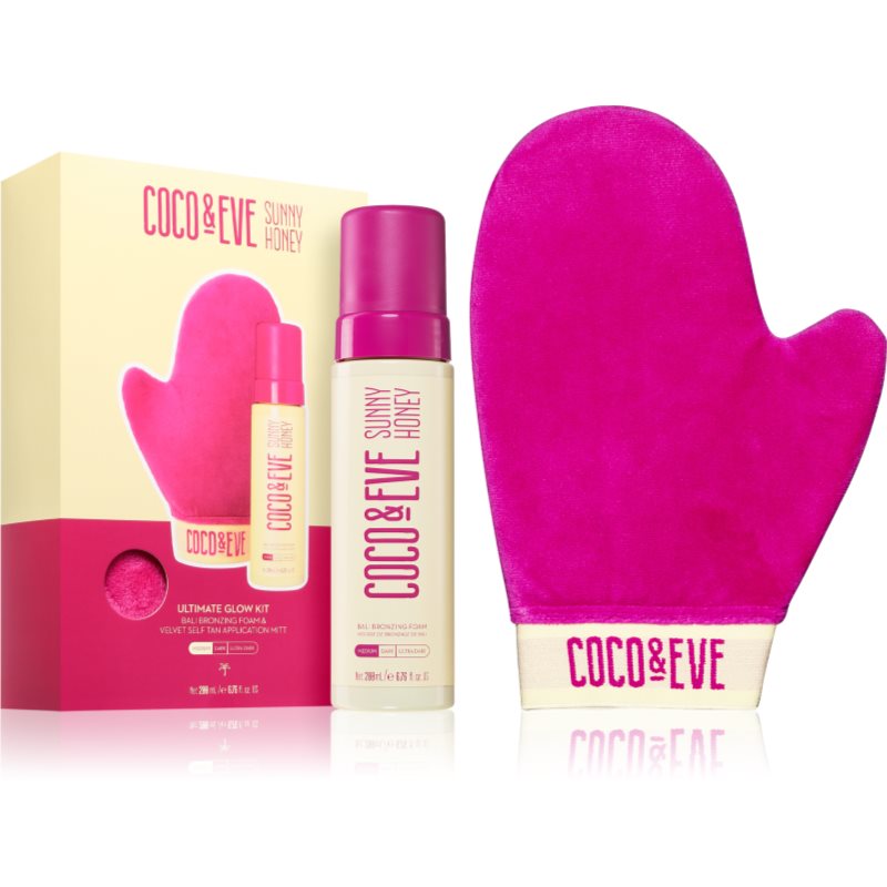 Coco & Eve Sunny Honey Ultimate Glow Kit spumă auto-bronzantă cu mănușă aplicatoare Medium (new pack) 200 ml