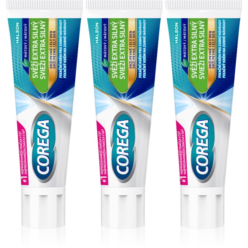 Corega Fresh Extra Strong cremă de fixare pentru proteze dentare 3x40 g