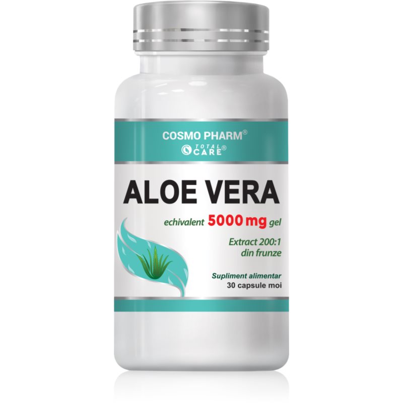 Cosmo Pharm Aloe vera extract 25 mg capsule pentru detoxifierea organismului, susținerea imunității și frumusețea tenului, a părului și a unghiilor 30 caps.