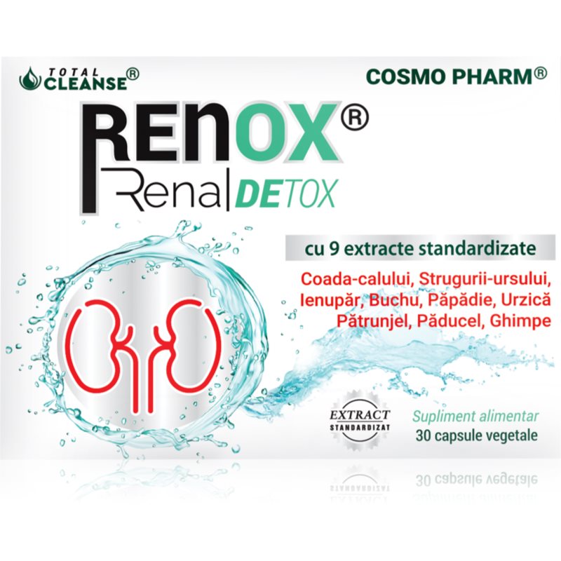 Cosmo Pharm Renox Renal Detox capsule pentru scăderea retenției de apă în organism 30 caps. Cosmo Pharm Renox Renal Detox capsule pentru scăderea retenției de apă în organism 30 caps.