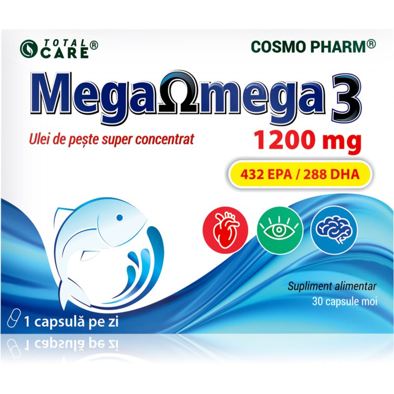 Cosmo Pharm Mega Omega 3 1200 mg capsule pentru susținerea circulației sanguine și a funcțiilor cognitive 30 caps.