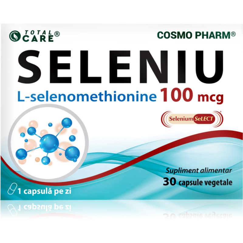Cosmo Pharm Seleniu 100 mcg capsule pentru detoxifierea organismului, susținerea imunității și frumusețea tenului, a părului și a unghiilor 30 caps.
