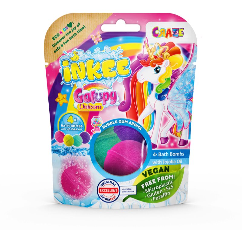 Craze INKEE Unicorn bombă de baie pentru copii 4x50 g