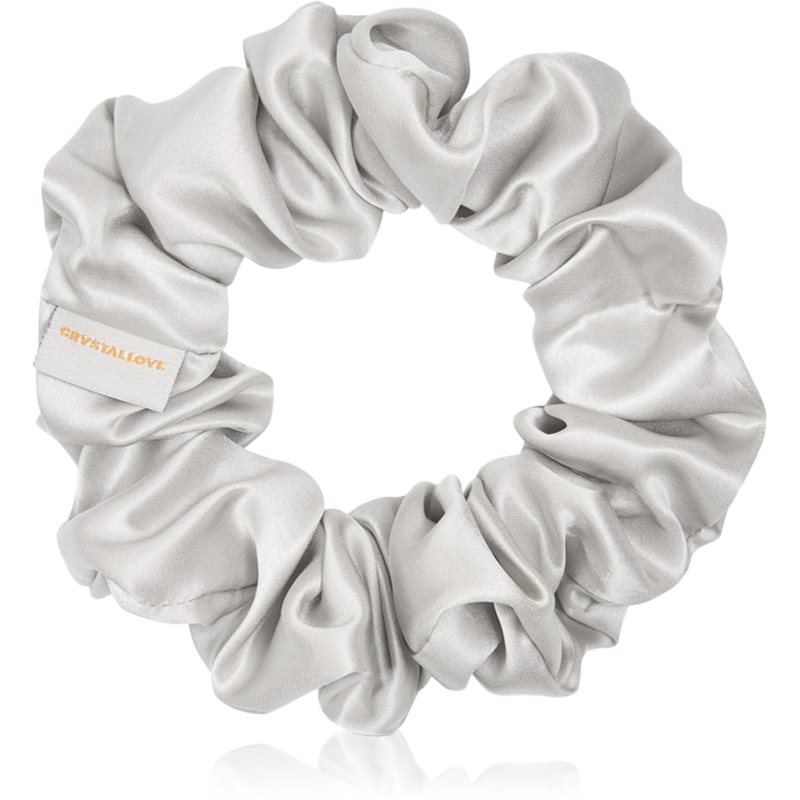 Crystallove Silk Scrunchie elastic pentru păr din mătase Silver 1 buc