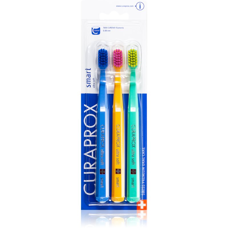 Curaprox 7600 Smart Ultra Soft Periuța de dinți cu un cap scurt ultra moale 3 buc