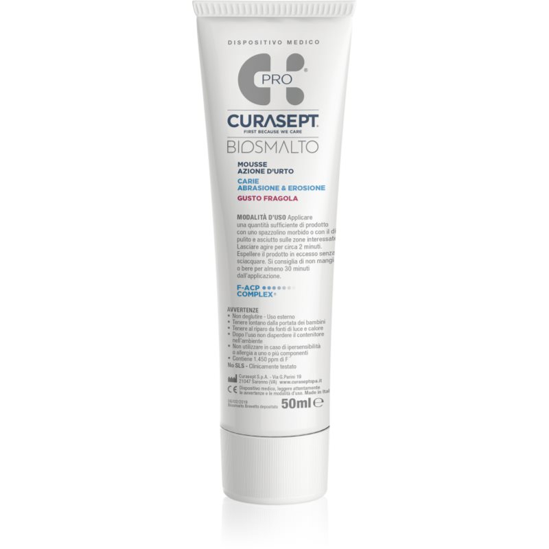 Curasept Biosmalto Mousse spuma pentru refacerea smaltului dintilor Strawberry 50 ml