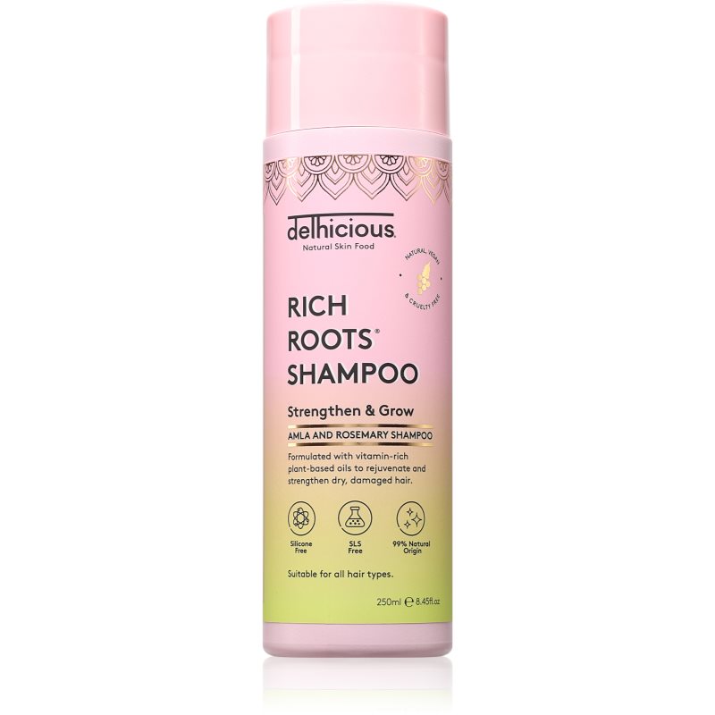delhicious RICH ROOTS Strengthen & Moisturise Shampoo sampon fortifiant cu efect de hidratare 250 ml