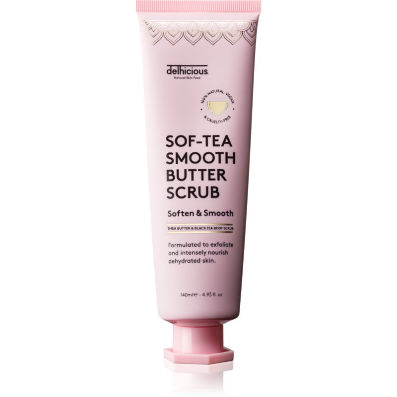 delhicious Sof-Tea Smooth Butter Scrub exfoliant de corp hidratant cu efect de exfoliere 140 ml