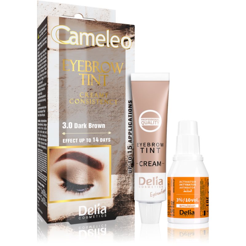 Delia Cosmetics Cameleo Vopsea crema profesionala pentru sprancene fără amoniac culoare 3.0 Dark Brown 15 ml