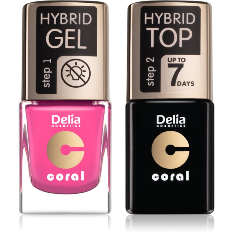 Delia Cosmetics Coral Nail Enamel Hybrid Gel set pentru femei odstín 22