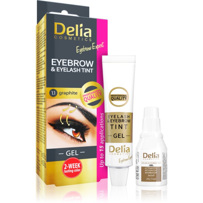 Delia Cosmetics Eyebrow Expert activator vopsea sprâncene culoare 1.1. Graphite 2 x 15 ml