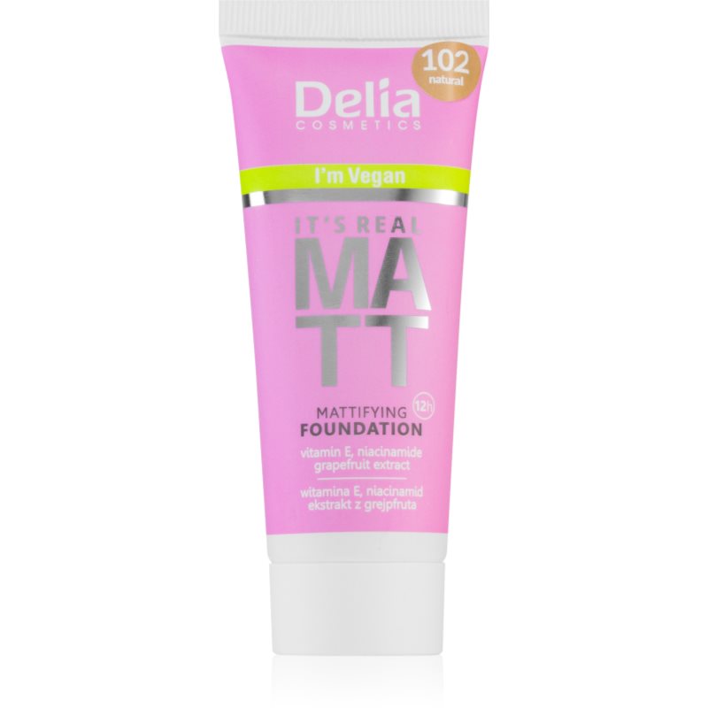 Delia Cosmetics It\'s Real Matt machiaj cu efect matifiant culoare 102 Natural 30 ml