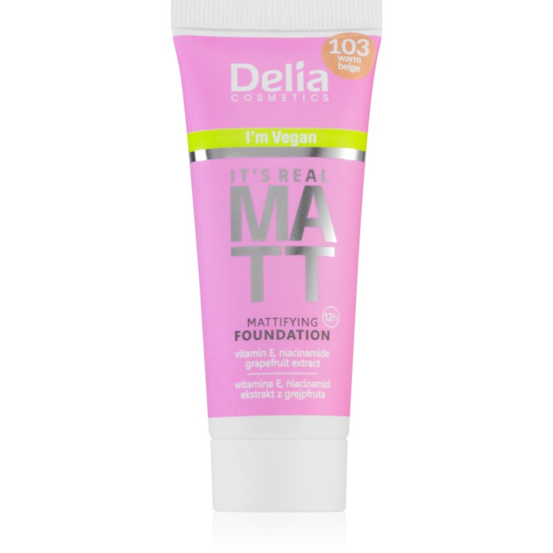 Delia Cosmetics It\'s Real Matt machiaj cu efect matifiant culoare 103 Warm Beige 30 ml