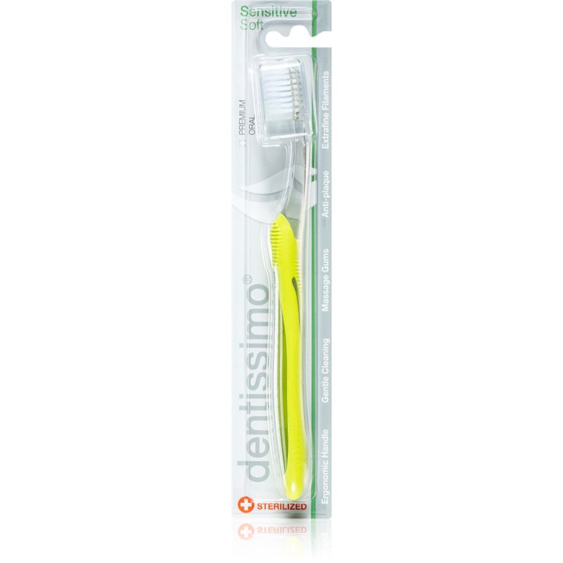 Dentissimo Toothbrushes Sensitive periuță de dinți moale culoare Yellow-Green 1 buc