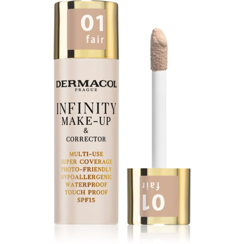 Dermacol Infinity fond de ten cu acoperire ridicată SPF 15 culoare 01 Fair 20 g