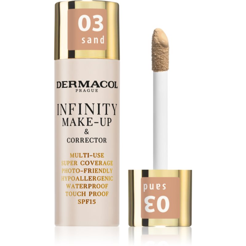 Dermacol Infinity fond de ten cu acoperire ridicată SPF 15 culoare 03 Sand 20 g