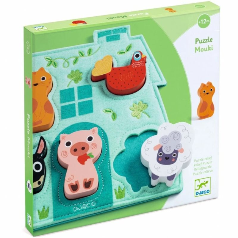 DJECO Wooden Block Puzzle Mouki puzzle 12m+ 1 buc