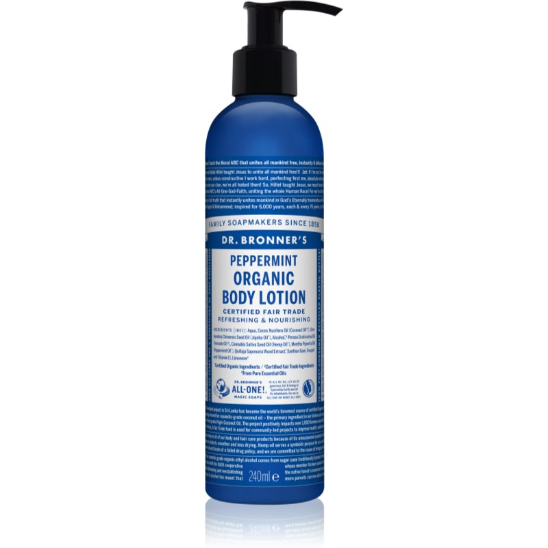 Dr. Bronner’s Peppermint lotiune de corp racoritoare cu efect de hidratare 240 ml