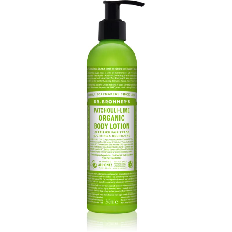 Dr. Bronner’s Patchouli & Lime lotiune intensiv regeneratoare 240 ml