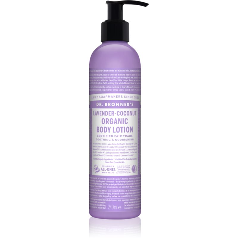 Dr. Bronner’s Lavender & Coconut lapte de corp intens hrănitor pentru piele normala si uscata 240 ml