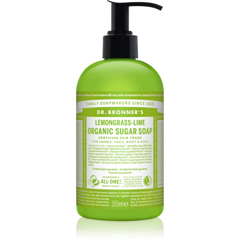 Dr. Bronner’s Lemongrass & Lime săpun lichid pentru corp si par 355 ml