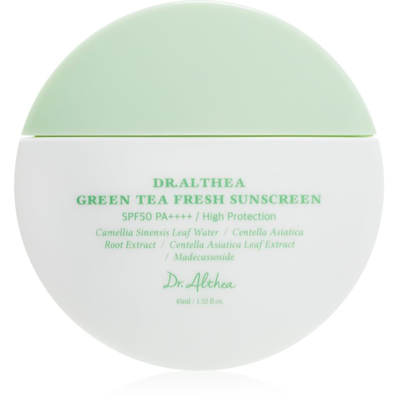 Dr. Althea Green Tea Fresh Sunscreen crema de soare pentru fata cu efect calmant SPF 50+ 45 ml