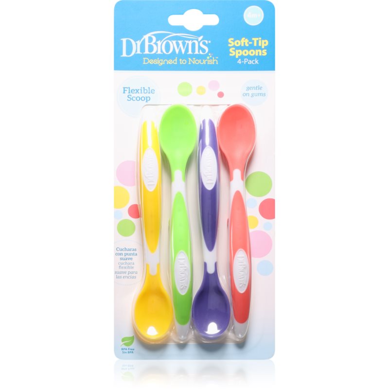 Dr. Brown's Designed to Nourish™ Soft-Tip Spoons linguriță pentru copii 4 m+ 4 buc