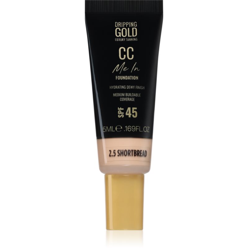 Dripping Gold CC Me In Mini Trial make-up cu textura usoara SPF 45 culoare Shortbread 2.5 5 ml