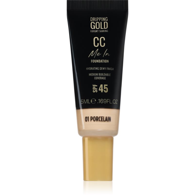 Dripping Gold CC Me In Mini Trial make-up cu textura usoara SPF 45 culoare Porcelain 01 5 ml