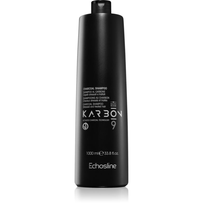 Echosline CHARCOAL Karbon 9 șampon cu ingrediente active de cărbune pentru par degradat sau tratat chimic 1000 ml