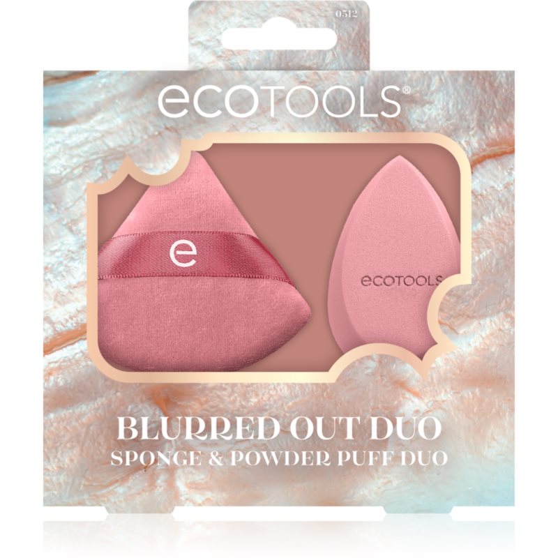 EcoTools Blurred Out Duo Sponge & Powder Puff Duo set de bureței pentru fond de ten
