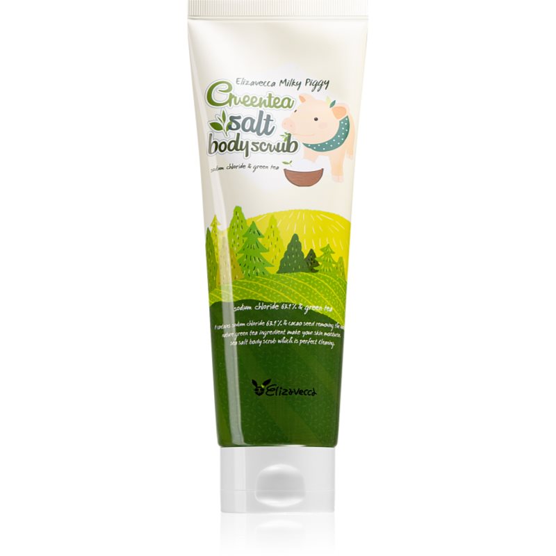 Elizavecca Milky Piggy Greentea Salt Body Scrub exfoliant pentru corp cu ceai verde 300 ml