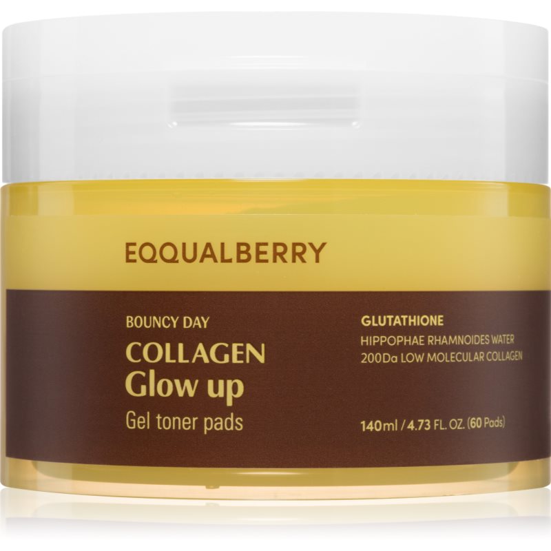 EQQUALBERRY Collagen Glow Up Gel Toner Pads dischete de tonifiere pentru o piele mai luminoasa 60 buc