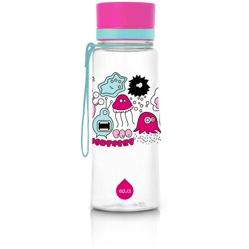 Equa Kids sticlă pentru apă pentru copii Pink Monsters 600 ml