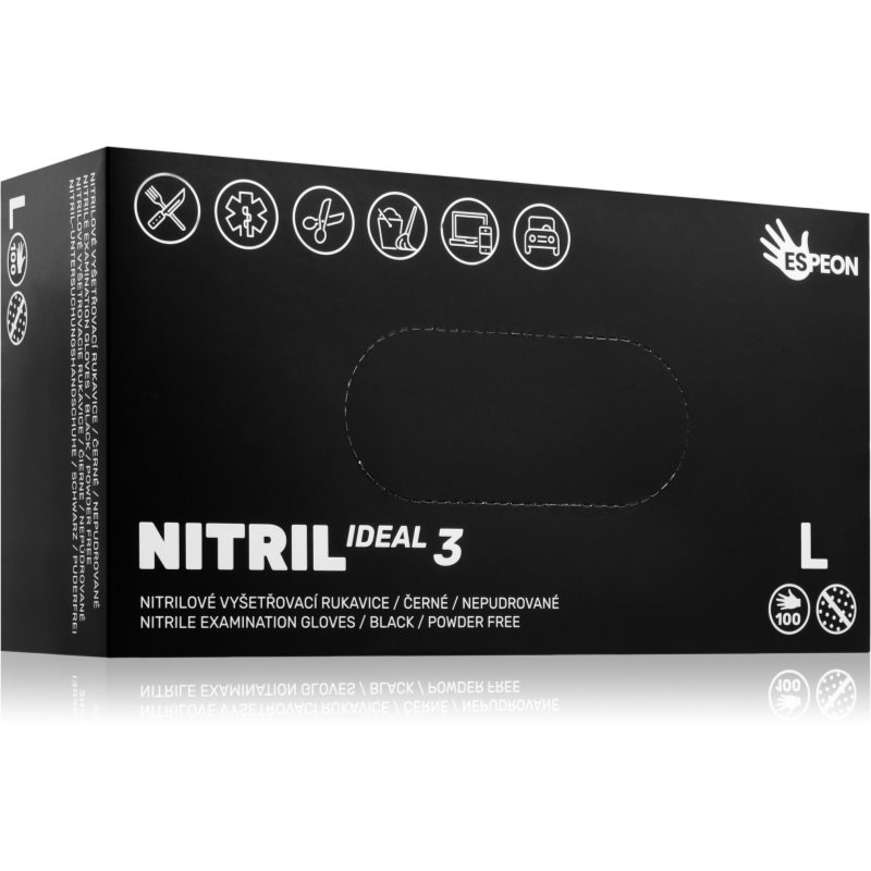 Espeon Nitril Ideal3 Black mănuși din nitril, fără pudră mărime L 100 buc