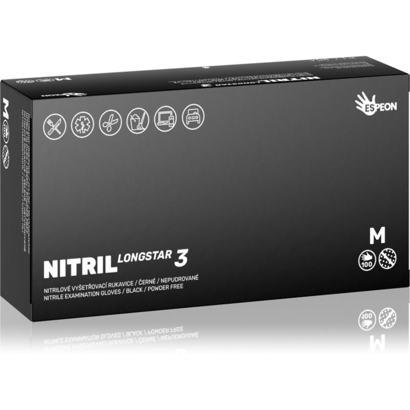 Espeon Nitril Longstar3 Black mănuși din nitril, fără pudră mărime M 2x50 buc