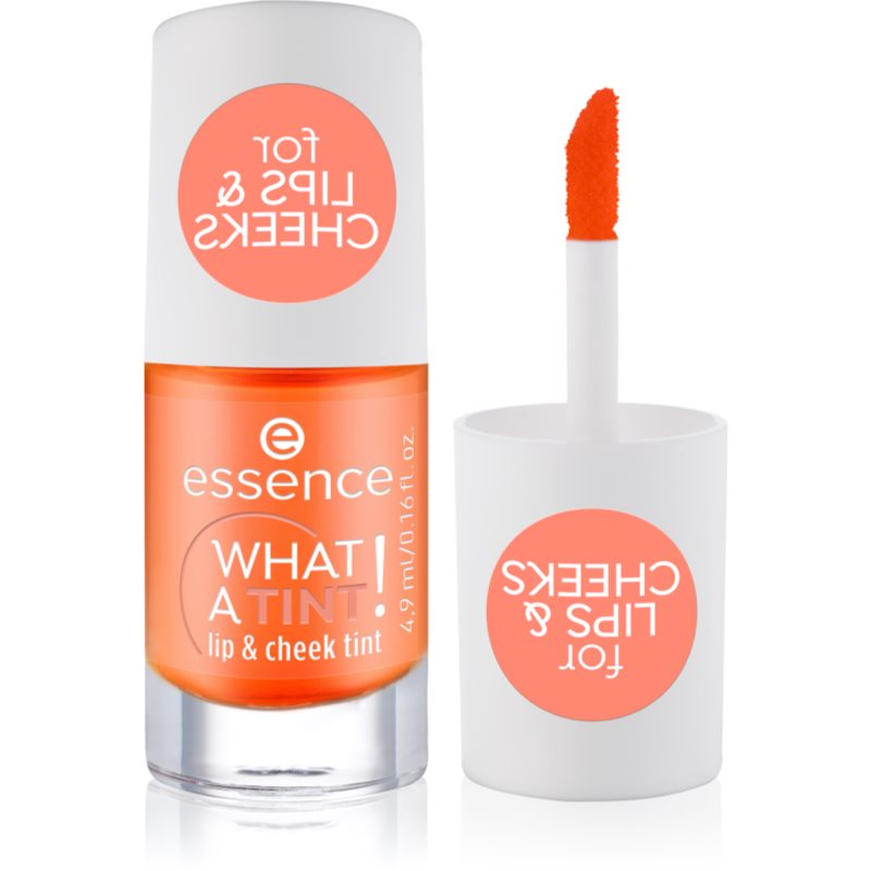 essence WHAT A TINT! blush lichid și luciu de buze culoare 03 Peachy Vibes 4.9 ml