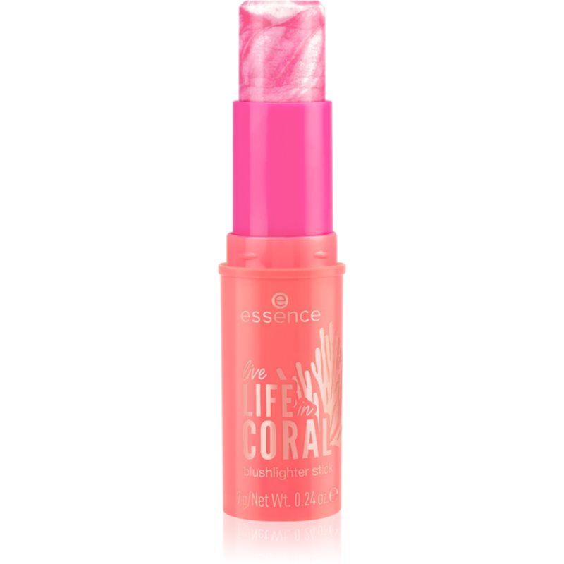 essence LIFE in CORAL blush cu efect iluminator stick culoare 01 Glowin\' Coraltastic, Baby! 7 g