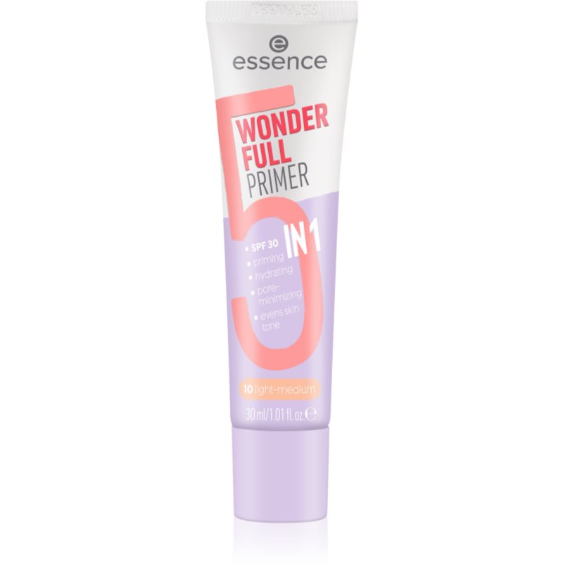 essence WONDER FULL fond de ten nuanțator lichid, sub machiaj 5 in 1 culoare 10 Light Medium 30 ml