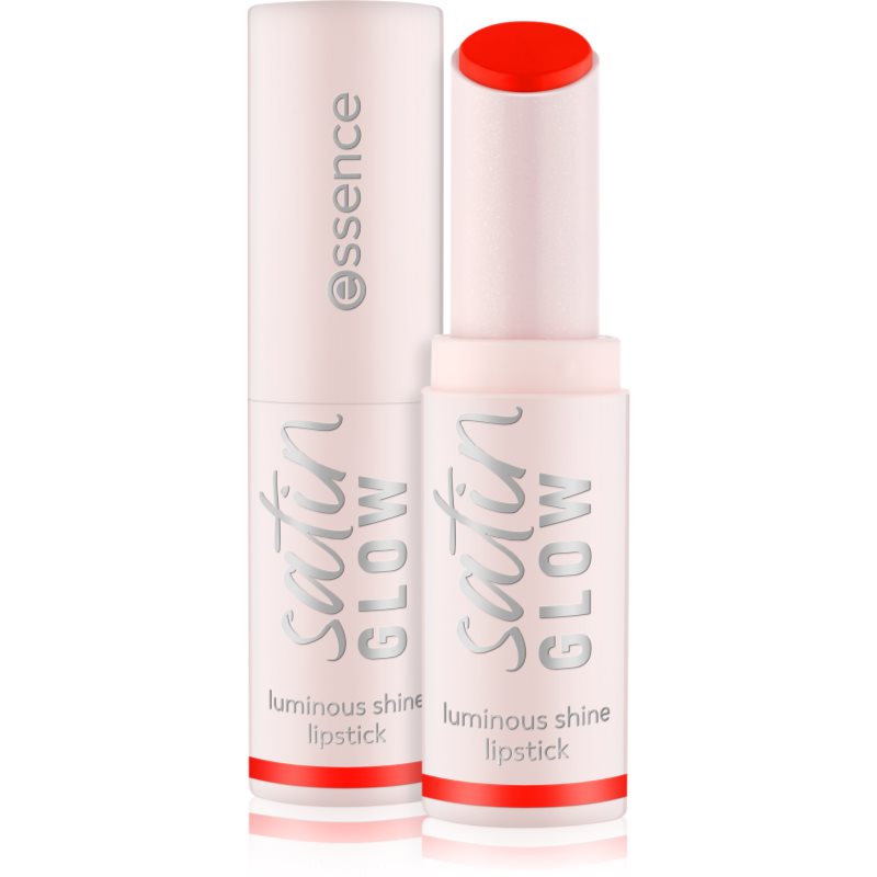 essence satin GLOW ruj cremos cu finisaj satinat culoare 07 Coral It A Day 3.5 g
