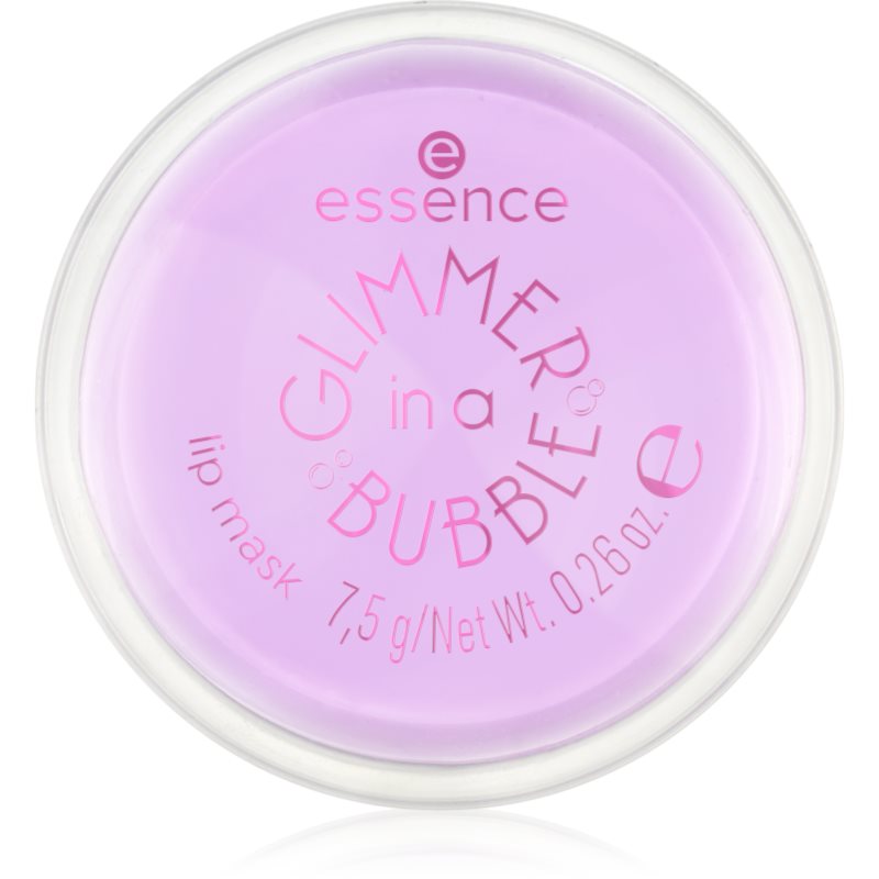 essence GLIMMER IN A BUBBLE mască hidratantă pentru buze cu particule stralucitoare culoare 01 Kiss In A Bubble 7.5 g