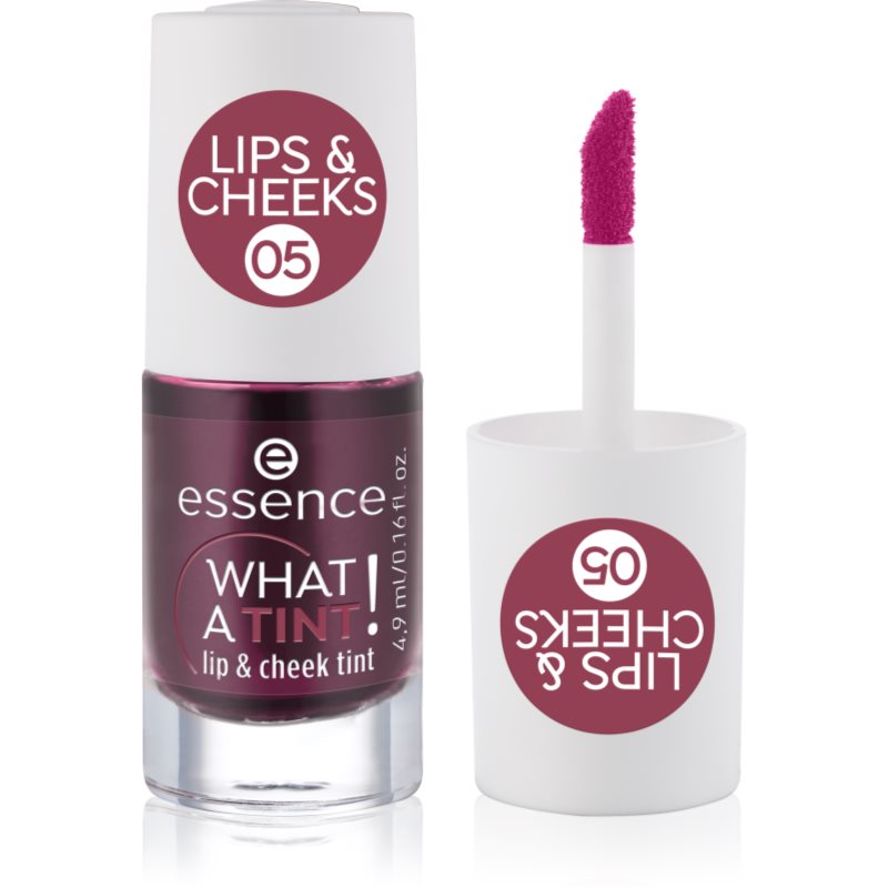 essence WHAT A TINT! blush lichid și luciu de buze culoare 05 Velvet Berry 4.9 ml