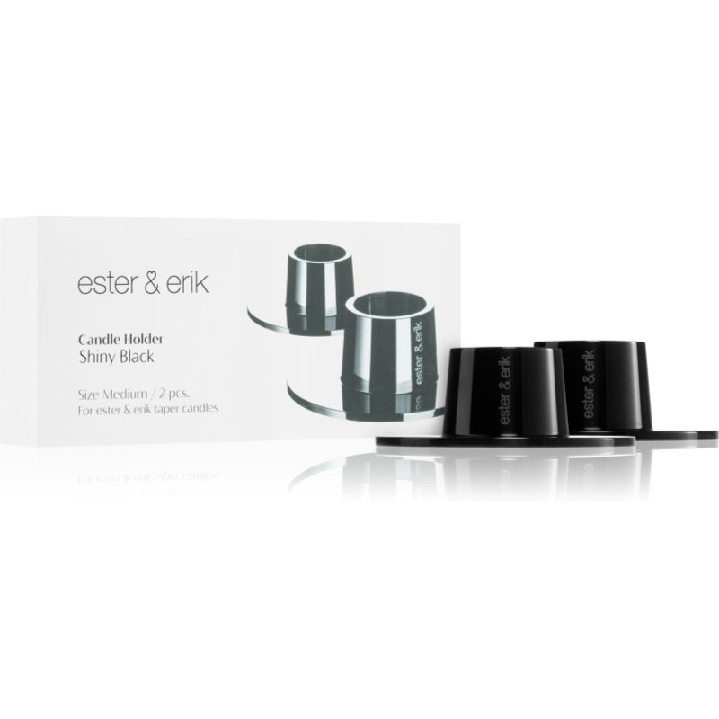 ester & erik accessories shiny black sfeșnic 2 buc