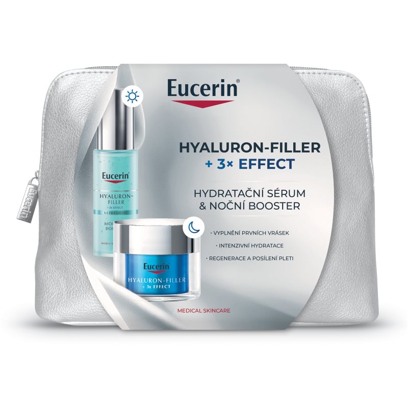 Eucerin Hyaluron-Filler Eucerin Hyaluron-Filler Moisture Booster ľahké sérum pre intenzívnu hydratáciu pleti 30 ml + nočný hydratačný krém 50 ml