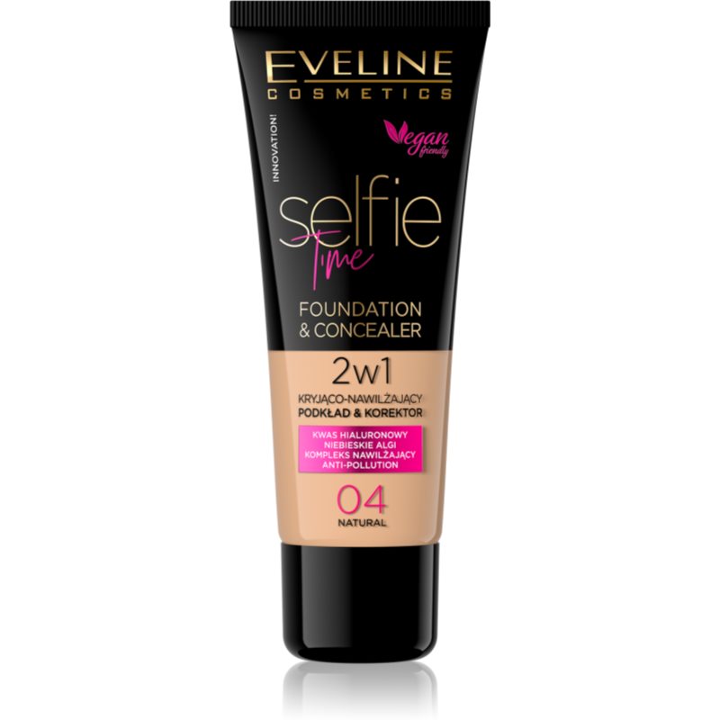 Eveline Cosmetics Selfie Time make-up si corector 2 in 1 culoare 04 Natural 30 ml